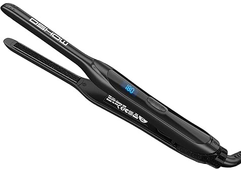 DSHOW Mini Glätteisen, Mini Glätteisen für kurze haare, locken und glätten 2 in 1, Bart und pony, alle Haartypen Kurze Haare (Schwarz)