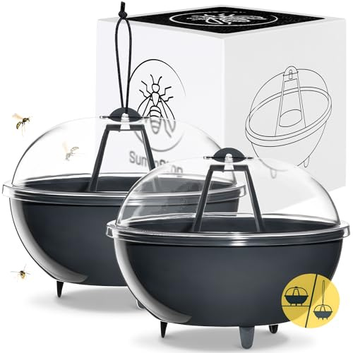 Wespenfalle 2er Set SummStop® – extra groß, ohne Gift & wiederverwendbar – Wespenfalle für draußen, Garten & Balkon – zum Aufhängen oder Aufstellen