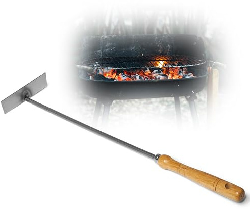 Aschekratzer mit Holzgriff Schürhaken Kohleschieber Feuerkratzer Glutschieber Kaminzubehör Kaminbesteck Stocheisen (1, Aschenkratzer)