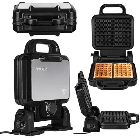 ZEEGMA GOFREE CHEF PRO Waffeleisen, hohe Leistung 1200 Watt, für belgische Waffeln, doppelt, vertikal, Antihaftbeschichtung, Temperaturkontrolle, Bereitschaftsanzeige, dicke Waffeln