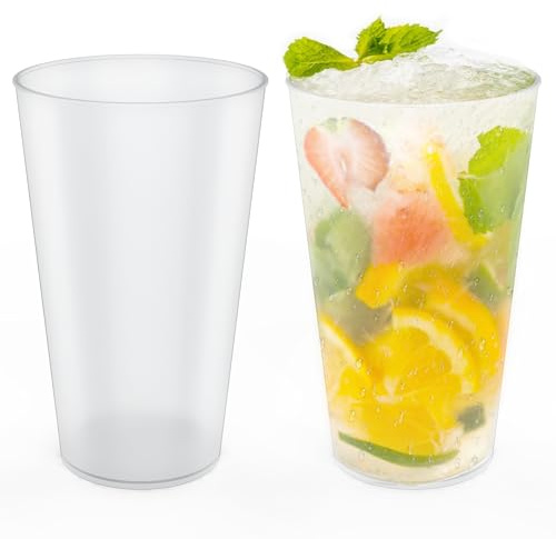 AOLUXLM 50 Stück Partybecher Set, Trinkbecher Bruchsichere Mehrwegbecher für Getränkepartys, Geburtstag, Hochzeit - 480 ml / 16 OZ (Voll Gefüllt) Mattierte Plastikbecher