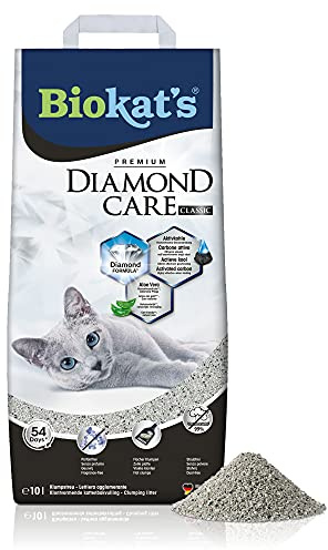 Biokat's Diamond Care Classic Katzenstreu ohne Duft - Feine Klumpstreu aus Bentonit mit Aktivkohle und Aloe Vera - 1 Sack (1 x 10 L)