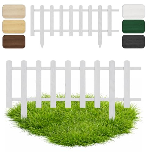 Floranica Beeteinfassung Steckzaun Zierzaun 40 cm x 100 cm Weiß Gartenzaun aus Holz Dekozaun Lattenzaun Rasenkante imprägniert Umzäunung für Garten Wege Beeten