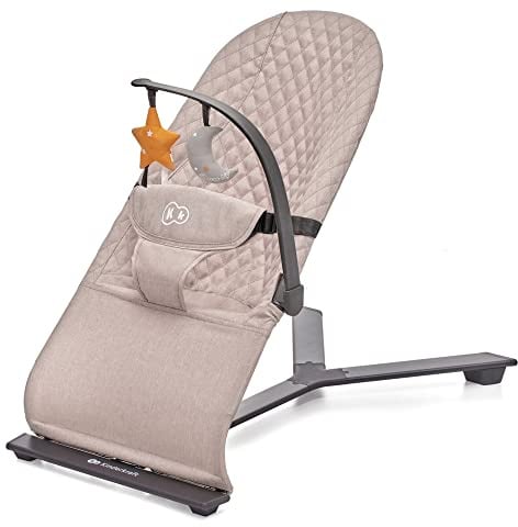 Kinderkraft MIMI Babywippe, Spielbügel mit 2 Spielzeuge, verstellbare Rückenlehne, Weiches Material, Minimalistische Skandinavisches Design, Zusammenklappbar, Beige