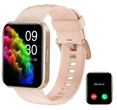 Smartwatch für Damen Herren Bluetooth-Anruffunktion 1.85 HD Fitnessuhr | 100+ Sportmodi,SpO2 Pulsmesser Schlafmonitor Schrittzähler,IP68 Wasserdicht Sportuhr,KI-Sprachassistent für Android iOS Handy