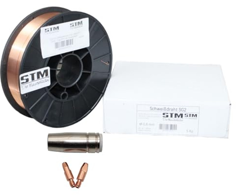 STM Schweißtechnik Schutzgas-Schweißdraht Stahldraht SG2 0,8 mm CO2 G3Si1 MIG/MAG 0,5-5 kg D100 D200 D200 5,0 kg