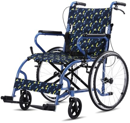 Broobey Rollstuhl faltbar leicht bis 120KG,Doppelbremsen Transportrollstuhl klappbar (12.5KG) mit Selbstantrieb für Senioren,50cm Pannensicher Hinterrad für Alle Terrains