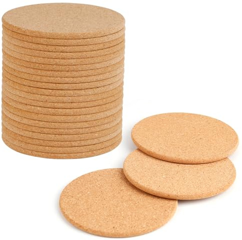 20 Stück Untersetzer aus Kork, rund, Retro, 10cm Untersetzer aus Holz, Vintage, für Getränke, Kaffee, lustig, Naturholz, geeignet für Restaurant zu Hause, Büro