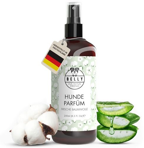 Belly® Deodorant für Hunde - 250ml - Frisches Baumwollaroma - Neutralisiert unangenehme Gerüche - pH neutral - Hundeparfüm - Hunde Parfüm, Fellpflegespray, Welpenparfum