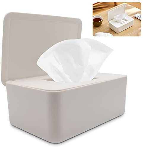 Aohcae Feuchttücher Box für Baby, Box für Feuchtes Toilettenpapier mit Deckel BPA Frei, Tücherbox Aufbewahrungsbox für Feuchttücher, Feuchttuchspender für Zuhause und Büro (Weiß)