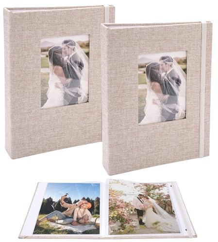 2 Pack Fotoalbum Einsteckalbum 13x18, Fotoalben Klein 26 Seiten mit 52 Fotos, Foto Einsteckalbum 13x18, Photo Album, Fotoalbum Zum Einstecken, Leinen Fotoalbums Einsteckalben für Hochzeit Familie