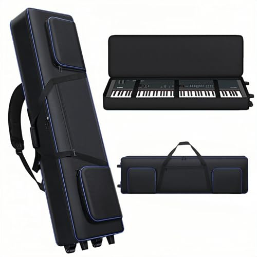 Rollende Keyboard-Tasche mit 88 Tasten und Rollen (135,9 x 35,1 x 17,3 cm), Klaviertasche mit Griffen und Schultergurten, kompatibel mit Yamaha P125 und den meisten 88-Tasten-Keyboard-Piano-Gig-Case
