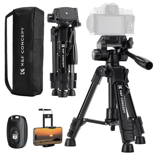 K&F CONCEPT Mini Tischkamerastativ, S233A0 63cm Kamera Stativ mit Fernbedienung, klein und tragbar für DSLR-Kameras, Camcorder, Smartphone, Projektoren und Teleskope