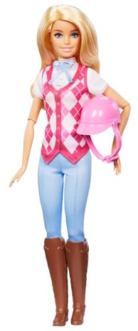 Barbie Puppe Malibu“ und Zubehör von Barbie Mysteries | Das geheimnisvolle Pferdeabenteuer“, inklusive Modepuppe, abnehmbarem Reitoutfit und Helm, HXJ38