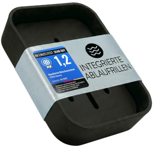 PARSA Beauty Seifenschale schwarz | rutschfeste Seifenablage mit Rubber Finish, stilvolles & Zeitloses Design für Bad, Dusche & Küche sichere Ablage für Feste