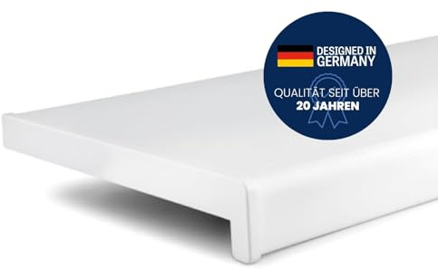 TJ Fensterbank Innen I 15 x 100 cm I weiß I hochwertige PVC Fensterbank mit Seitenabschluss I Fensterbrett kratzfest & feuchtigkeitsundurchlässig I pflegeleichter & langlebiger Fenstersims für Innen