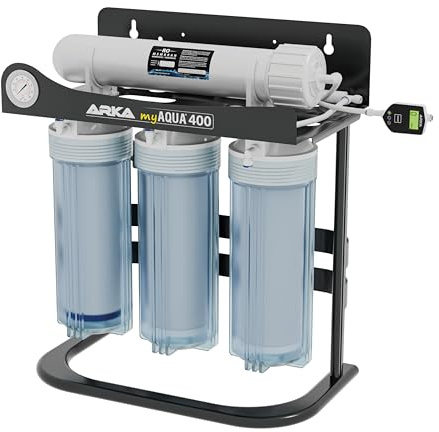 Umkehrosmoseanlage 400 l/Tag – mit Druckerhöhungspumpe, TDS-Messgerät & Druckanzeige – entfernt bis zu 99% Salze, Schadstoffe & Bakterien – ARKA myAQUA 400