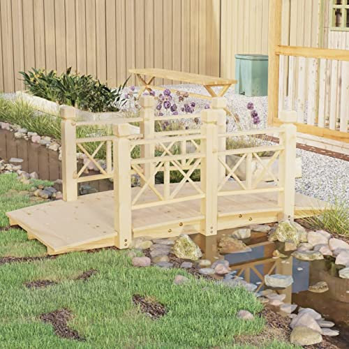 Homgoday Gartenbrücke mit Geländer 150x67x56cm Massivholz Fichte 279