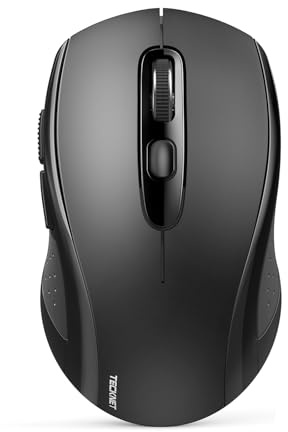TECKNET Bluetooth Maus, 4000 DPI Maus Kabellos (Tri-Mode: BT 5.0/3.0+2.4GHz) Funkmaus mit USB-Empfänger, Ergonomische Tragbare Mouse Bluetooth für Laptop PC Computer, Mac OS, Android, Windows, Schwarz