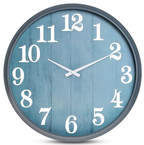 eYotto 18inch Gartenuhr für den Außenbereich, wasserdicht, 46 cm leise übergroße Wanduhr, batteriebetrieben, für Terrasse, Pool, Wohnzimmer, Büro, dekorativ (modern)