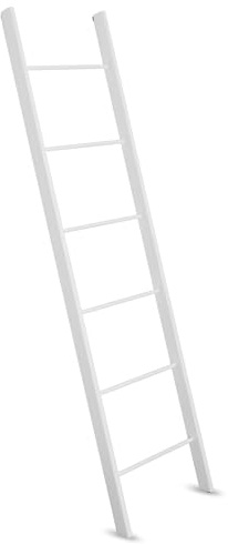 Staboos Handtuchhalter Massivholz Buche, 6-stufige Holzleiter weiß | Stabil bis 10 kg, splitterfrei Deko Handtuchleiter & Kleiderleiter für Handtücher, Decken & Kleidung, Wasserlack