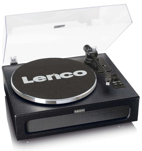 Lenco LS-430BK - Plattenspieler mit Lautsprecher - Schallplattenspieler | LS-430 - Bluetooth - 40 Watt RMS - Riemenantrieb - Pitch Control - Vorverstärker - RCA Out - AUX-In