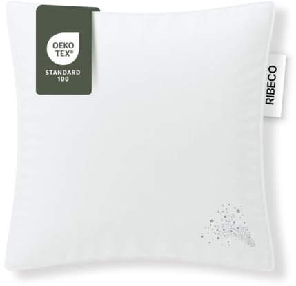 RIBECO GERMANY Mikrofaserkissen Jan, Kopfkissen 80 x 80 cm weiß mit optimaler Stützkraft in jeder Liegeposition, hergestellt aus hochwertiger Mikrofaser