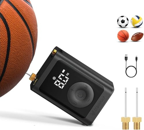 ETENWOLF Elektrische Ballpumpe,Aufblas und Abpumpfunktion 0,14-1,17 Bar | Mit präzisem Manometer ausgestattet,wiederaufladbar&tragbar,als Luftpumpe für Basketball,Fußball&sämtliche Sportbälle