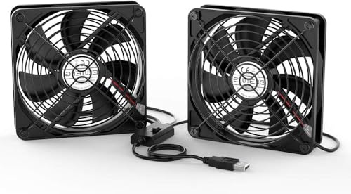 ELUTENG Doppel USB Ventilator 120mm 5V, 2 In 1 USB PC Computer Lüfter 120mm mit 3 Einstellbare Geschwindigkeiten, Gehäuselüfter Kompatibel mit PS4/Laptop/TV Box/AV Kabine/Router