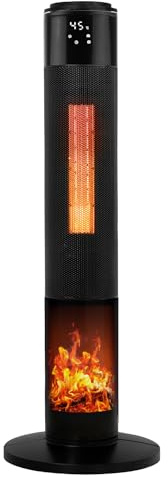 Tronitechnik® Heizlüfter Turmheizstrahler 1000 / 2000W Heizstrahler Standheizstrahler mit Fernbedienung Timer Kamineffekt Heizung Turm-Keramik-Heizer Heizlüfter Heizgerät Kamin Oszillationsfunktion