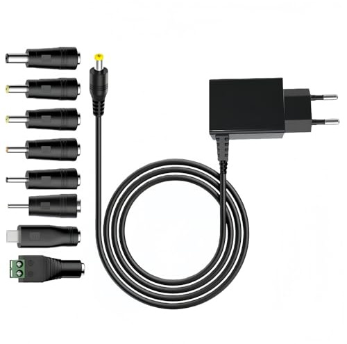 joonnair 6V 1A Netzteil Power Adapter, Universal-Netzadapter AC DC Adapter für Haushaltselektronik, Wechselrichter-Netzteil-Transformator mit 8 DC-Steckern, Universal AC DC Netztei l für 6V Elektronik