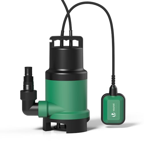 VOUNOT Tauchpumpe mit Schwimmerschalter, 750 W Schmutzwasserpumpe Abwassertauchpumpe, Eintauchtiefe bis 7m, Max. 7.5m Förderhöhe, Fremdkörper bis 25mm, Max. 14000 l/h