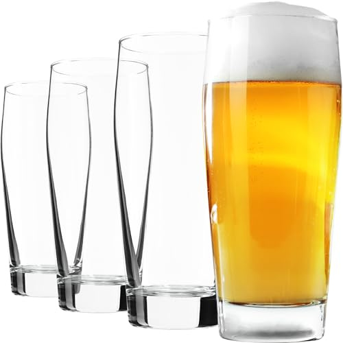 KADAX Biergläser 510 ml, 4er Set, Klassisches Weizenbierglas, Weizenbiergläser aus hochwertigem Glas, Bierseidel für Familienfeiern oder Partys, Tulpen Gläser für Bier