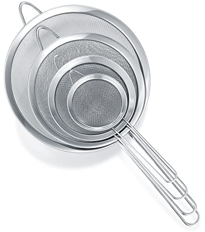 4 Stk Küchensieb Edelstahl Set, Nudelsiebe Feinmaschig, Haushaltssieb, Feines Sieb Set, Mehlsieb Edelstahl für Küche