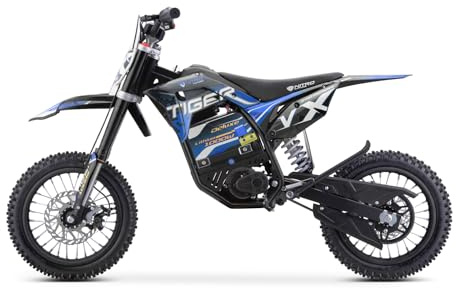 Nitro Motors 1000W 36V Lithium Eco midi Kinder Crossbike Tiger VX DLX 12 mit Hydraulischen Scheibenbremsen Neodym Magnet Motor Programmierbarem Steuergerät Hydr. Fahrwerk (blau)