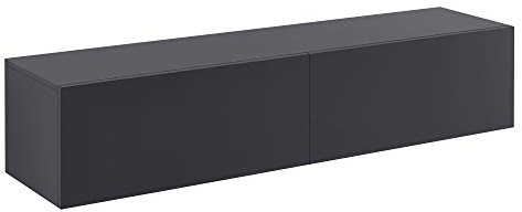 [en.casa] TV Lowboard hängend Evaton Hängeboard mit 2 Schranktüren Fernsehschrank schwebend Wohnzimmer 140 x 33 x 30 cm Dunkelgrau matt