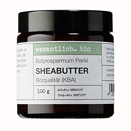 wesentlich. Sheabutter BIO 100g | 100% reines Naturprodukt für Creme und Kosmetik | naturrein im Glastiegel | pure Körperpflege