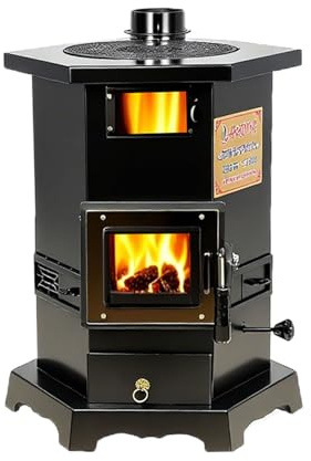 LLZJDDPLY Sechseckiger Kaminofen Holzofen, Multifunktionaler Pelletofen, Geeignet for Holz, Kohle und Pellets, for Privathaushalte und Gewerbebetriebe