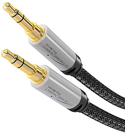 KabelDirekt – Aux-Klinkenkabel 3,5mm – 3m – Nylon, geflochten | 3,5-mm-Aux-Audiokabel mit Nylonmantel, Klinke auf Klinke – für Handy, Tablet, Kopfhörer, Auto & HiFi