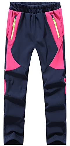 DAFENP Kinder Softshellhose Skihose Wasserdicht Gefüttert Schneehose | Winter Warm Winddicht Thermohose Jungen Mädchen Wanderhose