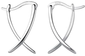 SLUYNZ 925 Sterling Silber X Creolen Ohrringe für Frauen Damen Minimalistische Creolen Huggie (A-Silver)