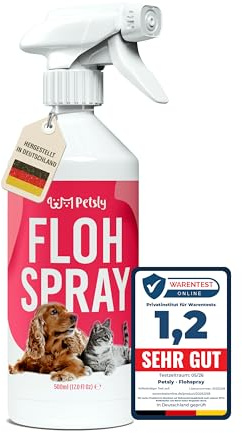 Petsly Flohspray für Wohnung und Möbel - 500 ml - Anti Floh Spray | Spray gegen Flöhe | Für Textilien, Teppiche, Sofas & Körbchen | Geruchsneutral | Fleckenfrei | Kinderfreundlich