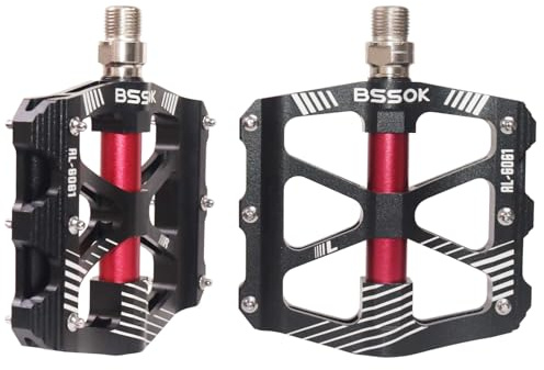 BSSOK Fahrradpedale MTB Pedale, 3 Abgedichtete Lager, rutschfeste CNC Aluminium Gefräste 9/16 Zoll Pedale Fahrrad Set für Mountain Bike, BMX, Rennrad