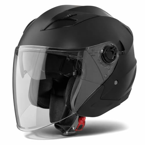 VINZ Calobra Jethelm mit Sonnenblende und Visier | Roller Helm Motorradhelm | ECE 22.06 Zertifiziert | in Gr. XS-XXL