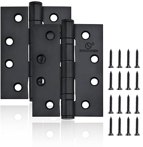 2 Stück Scharnier Schwarz, 100x76x2.5 mm Türscharniere für Holztüren Scharniere Klappbar für Innen- und Außentüren von Geschäftsgebäuden