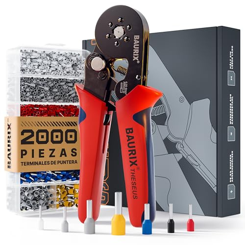 BAURIX® Crimpzange Set mit 2000 Aderendhülsen – Sechskant Aderendhülsenzange selbsteinstellend 0,25–6 mm² – Elektriker Werkzeug für zuverlässige Kabelverbindungen – THESEUS (6-Kant)