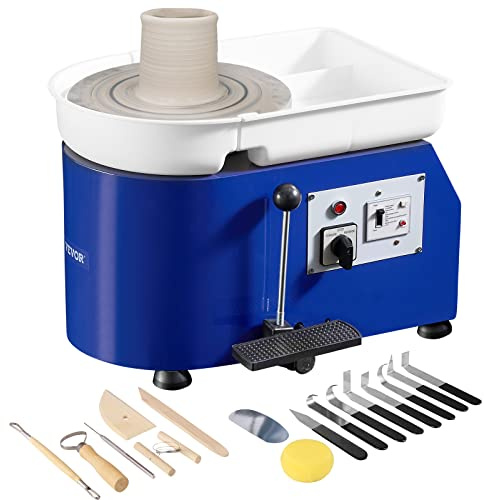 VEVOR Töpferscheibe Keramik Rad Maschine 350 W, Elektrische Töpferscheibe Maschine 28 cm 300 U/min Töpferscheibenmaschine, mit Pedal & Schürze Formmaschine, Geeignet für Anfänger, Enthusiasten usw.