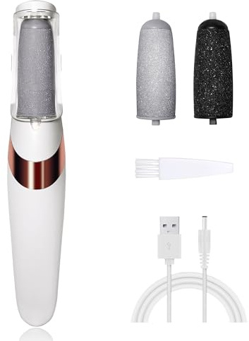 UQQU Elektrische Fußfeile, Elektrischer Hornhautentferner für Füße, Wiederaufladbare Elektrische Fuß-Hornhautentferner-Pediküre-Kits, Entfernt Trockene Haut Für Glattere Füße - Weiß