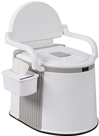 LEADZM Campingtoilette Tragbare Reisetoilette Mobile Toilette für Camping mit Sitz, Deckel, Papierhandtuchbox und Anti-Rutsch-Streifen