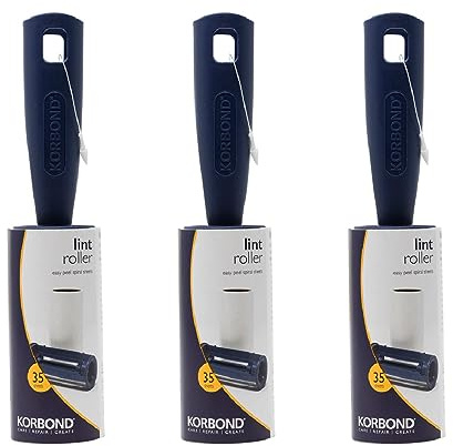 Korbond 3er-Pack Fusselrollen-Set – 105 klebrige, leicht abziehbare Papierblätter – entfernt Tierhaare und Fusseln – geeignet für alle Arten von Stoffen Multi